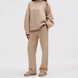 NEW Lululemon Beige Classic Fit High Rise Straight Leg SweartPant Women's Size M